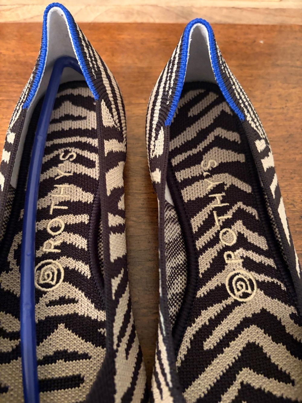 ROTHY’S  8.5 Zebra-Print Pointed Toe Women’s Flats - Black & Off White NEW - Picture 11 of 12